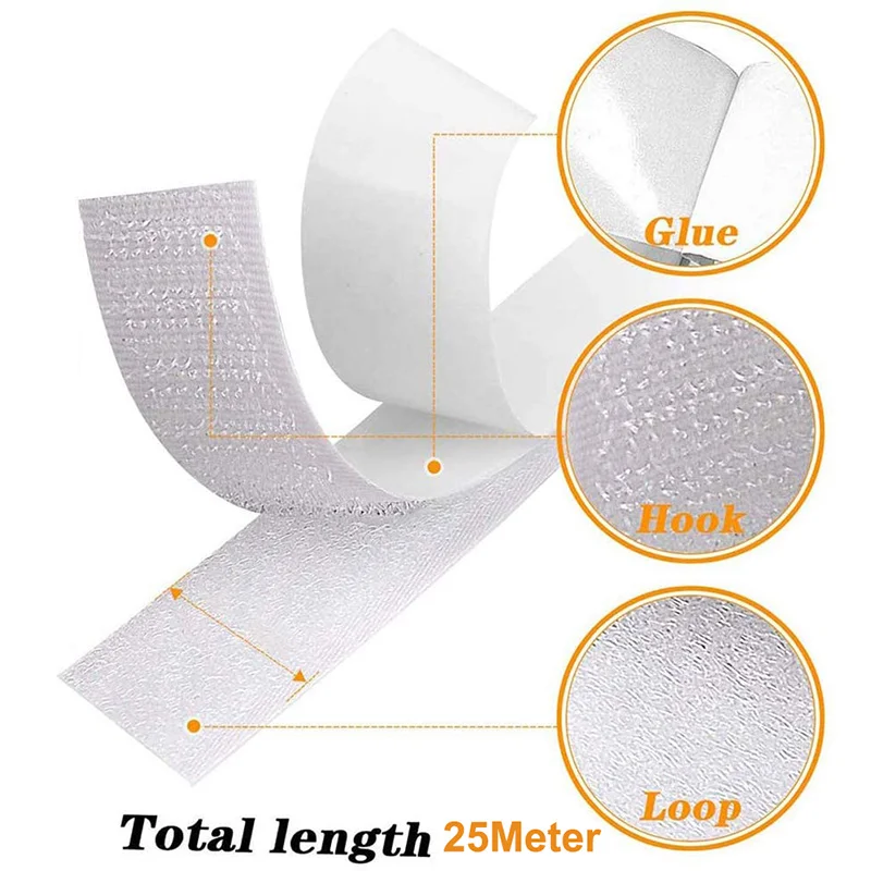 25m Adhesive Hook and Loop Fastener Tape