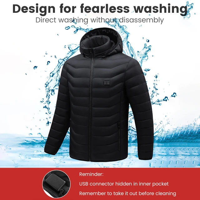 Manteau à Capuche Chauffante Électrique, Jacket homme/femme chauffant  électrique USB d'hiver 11 zones