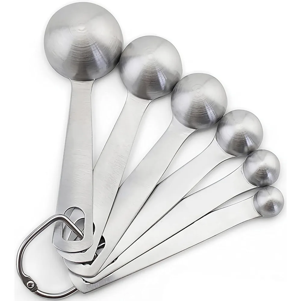 Measuring Spoons Set Stainless Steel-Stacking Metal Small Teaspoons-1/8 TSP, 1/4 TSP, 1/2 1 1/2 Tbsp, 1Tbsp 6Pcs