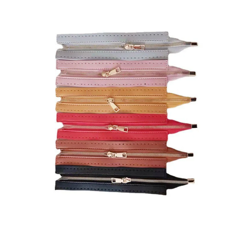 Description Picture 2 of itemMetal Zipper PU Leather Zipper For Sewing Handbag Craft Sewing Custom DIY Zipper For Woven All-match Bag Hardware Accessory