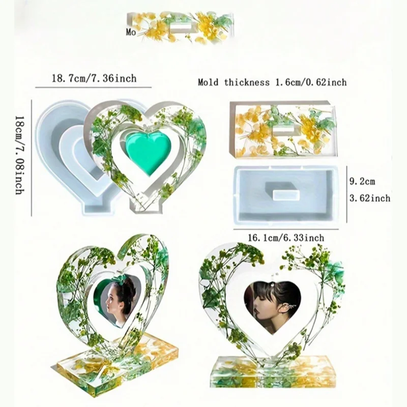 1set Resin Photo Frame Mold Set for DIY Casting Epoxy Mould