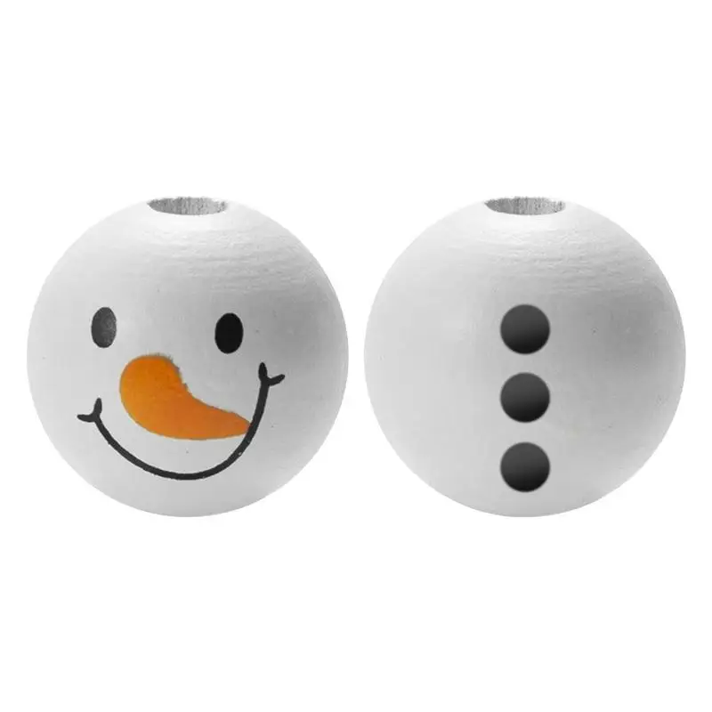 

20mm Christmas Snowman Beads Natural Round Wooden Beads pack Snowman Elk Tree Beads For Jewelry Making DIY Holiday Decoration