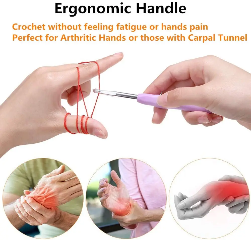 Crochet Hooks Ergonomic Crochet Hooks Extra Long Needles Knitting & Supplies for Beginners Comfortable crochet hooks