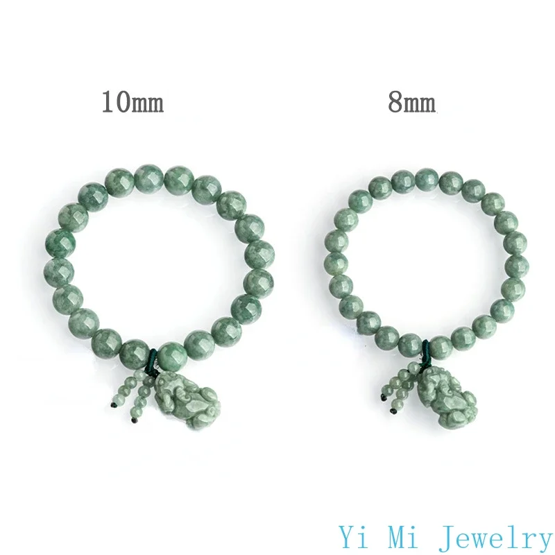 Braccialetto Di Perline Rotonde Di Giada Giadeite Rara Da 10,3 Mm, Muschio Ghiacciato Nei Toni Del Verde Mela Della Neve, Non Trattato, Grado A/Myanmar/regalo Di Anniversario Per I Propri Cari - Foto 3