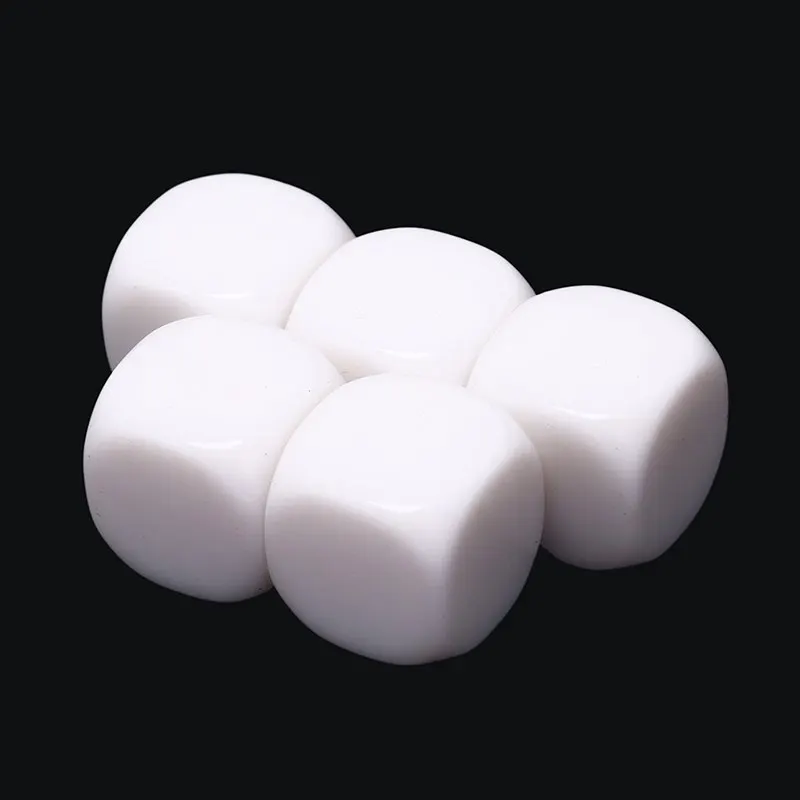 

5Pcs/Lot 20mm Dice White Rounded Corner D6 Can Write Dice Creative Children Teching DIY Dice Set White Blank