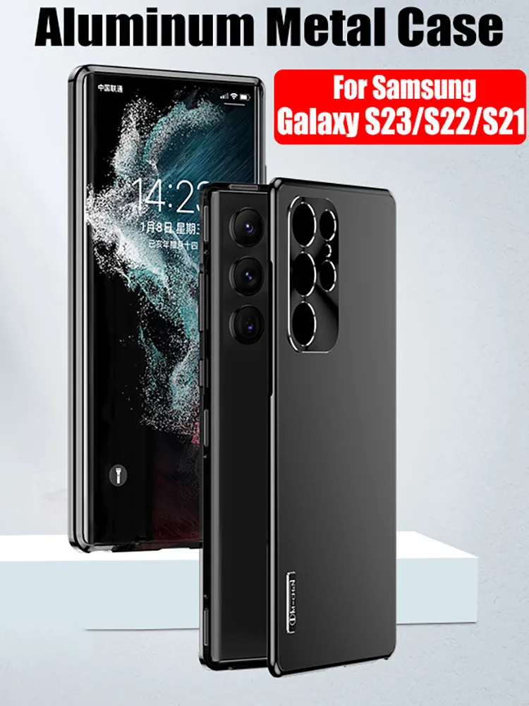 Magnetic Close Aluminum Alloy Metal Case For Samsung Galaxy S23U S22U S21 Ultra Strong Drop Proof Cover Metal Camera Protecter
