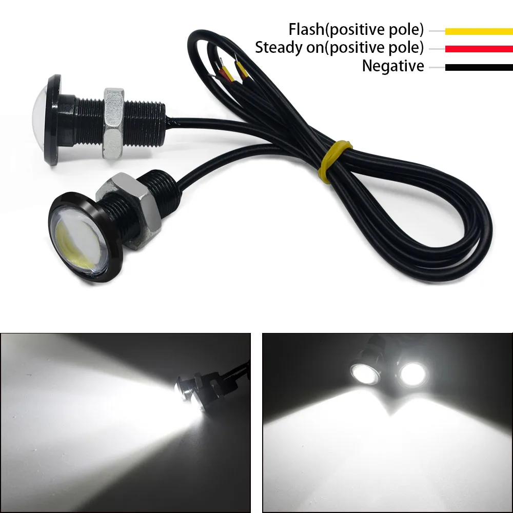 2Pcs Strobe Car led Hawkeye Lights Grille Signal Lights 18mm led Eagle