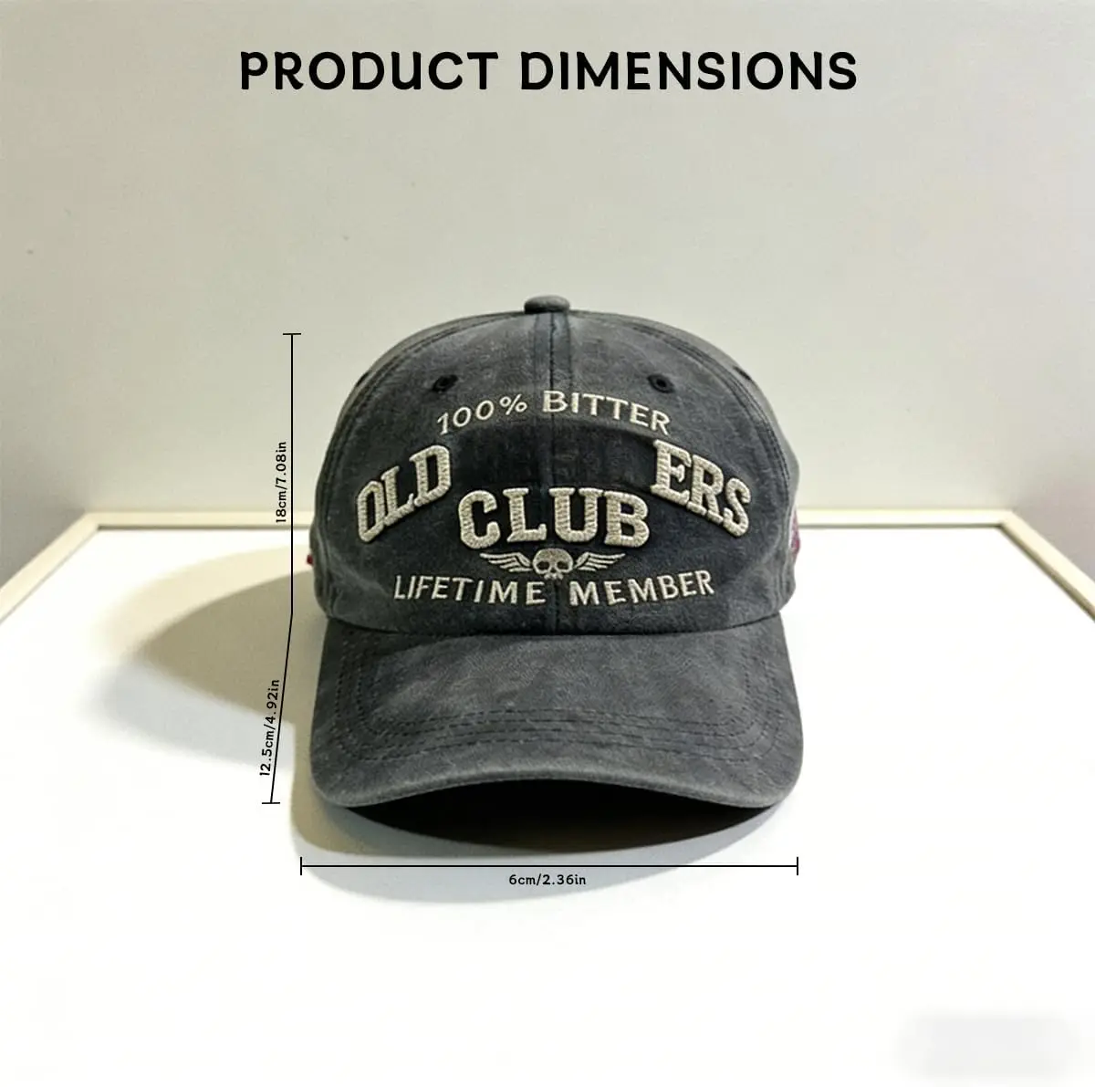 Old Fuckers Club 디스트레스드 빈티지 야구 모자 ? 자수된 “100% Bitter Lifetime Member” 조절 가능한 워싱된 아빠 모자