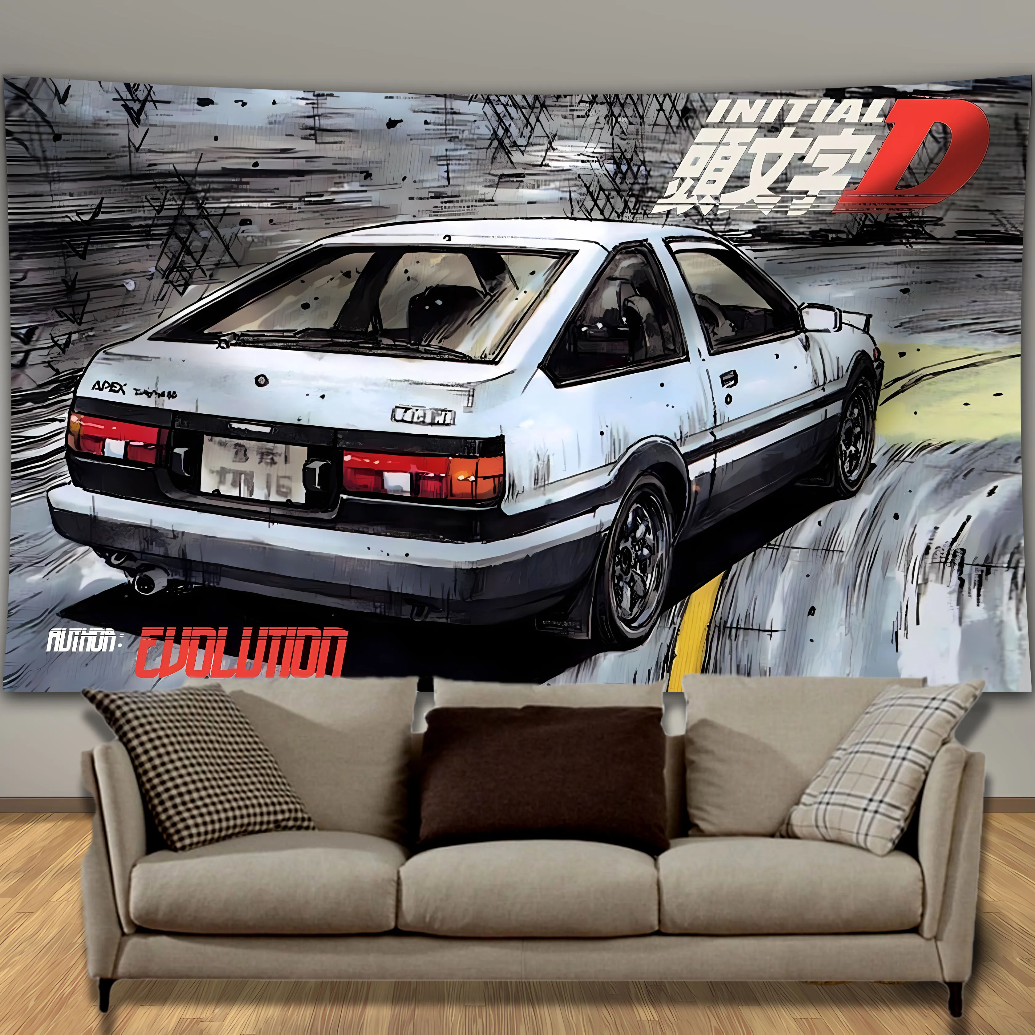 

Vintage Racing D Text Cool Drift Background Decoration Wall Tapestry Home Bedroom Living Room Dormitory