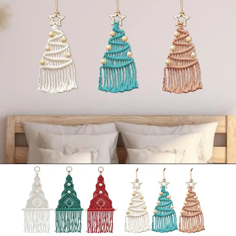 

Christmas Tree Macrame Decors Beginners DIY Boho Braiding Kit With Tutorial Tree Set Wall Hangings Decor for Living Room