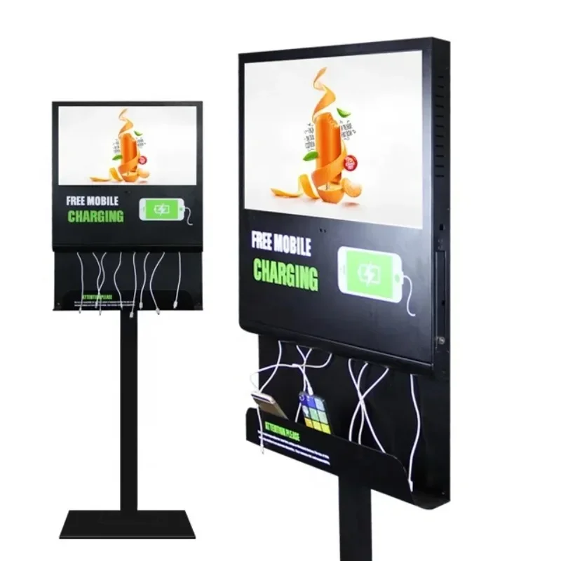 

21.5 Inch Android Wifi Advertising Display Screen Fast Charge Cell Mobile Phone Charge Charging Station Kiosk for Restaurants