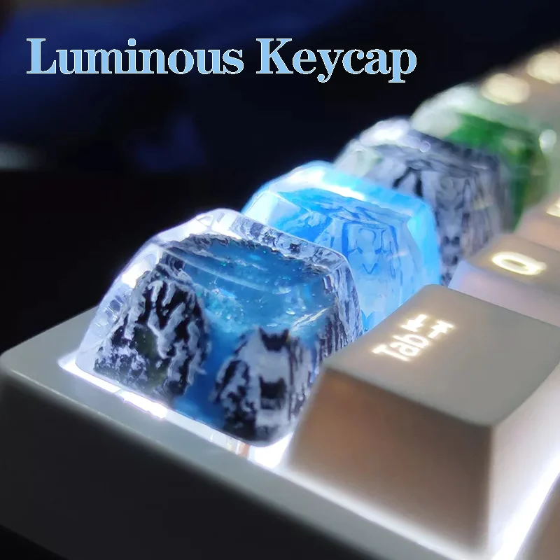 Customized Mount Fuji Snow Mountain Resin Keycaps For Cherry Switch Mechanical Keyboard SA R3 Profile Backlit Luminous Key Cap pink computer keyboard