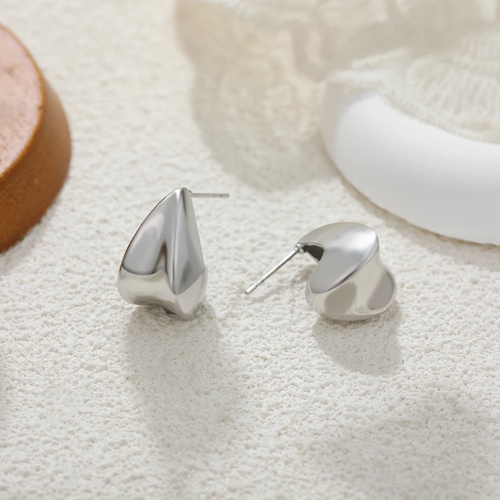 Silver Color New Puff Earrings for Women Sleek Waterproof Water Droplet Chunky Bubbles Women's Earring Chic Jewelry Party Gifts