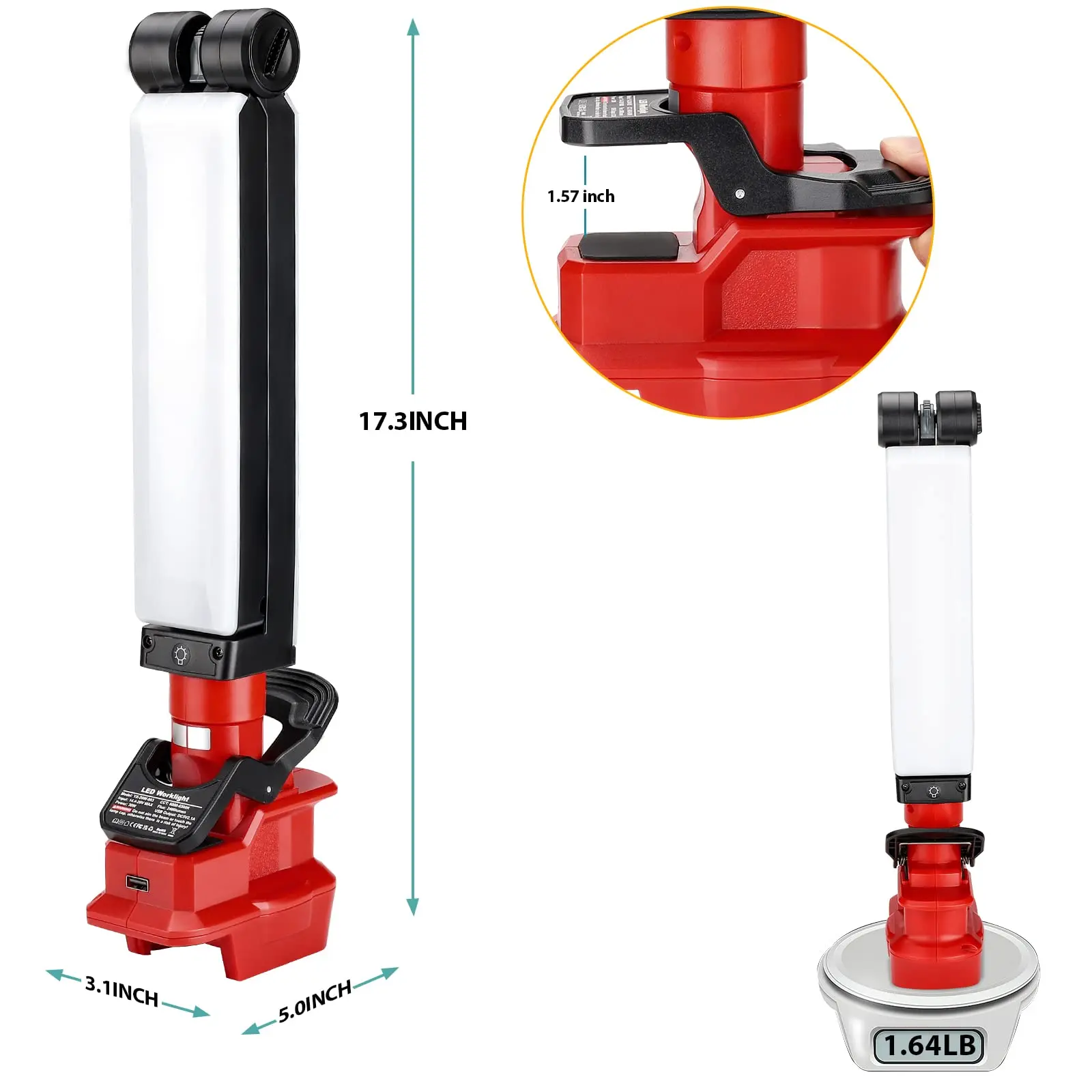 Cordless LED Work Light for Milwaukee M18 18V Battery 30W 2400LM Flood Light Out