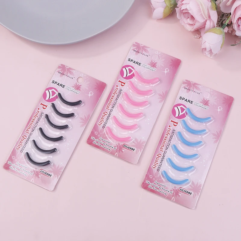 【6Pcs 여성용 패션 리필 속눈썹 컬러 고무 탄성 교체 패드 실리콘 젤 클립 패드 아이 메이크업 도구】