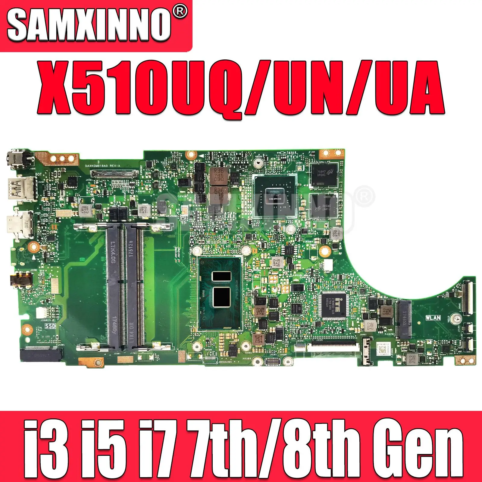 X510UA Laptop Motherboard I3 I5 I7 7th 8th Gen CPU For ASUS X510UN