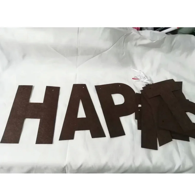 Coffee Brown Triangle Bunting Birthday Party Banner Happy Birthday Letter Non-woven Fabric Festive Garland
