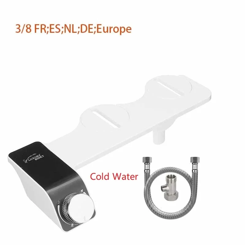 Bidet Attachment Ultra-Slim Toilet Seat Double Nozzle Spiral Adjustable Water Pressure Non-Electric Ass Sprayer With Hose