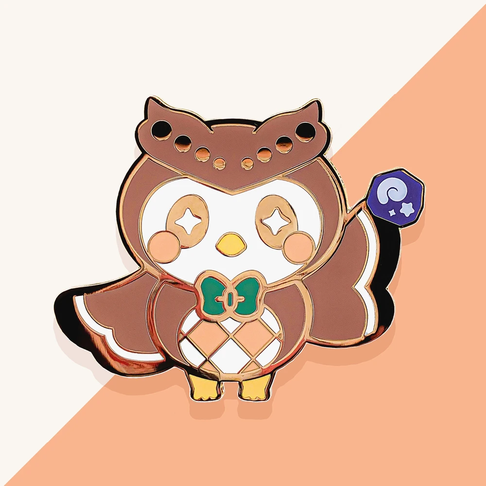 Villager Npc Kawaii Blathers Smalto Duro Pin New Horizons Cartoon Animals Owl Spilla Animal Crossings Fans Collect Medal Jewelry