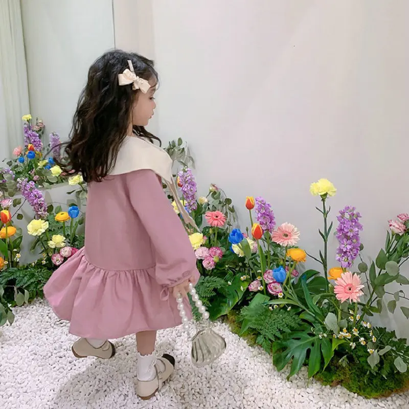 2023 New Spring And Autumn Girl'S Dresses Long Ribbon Small