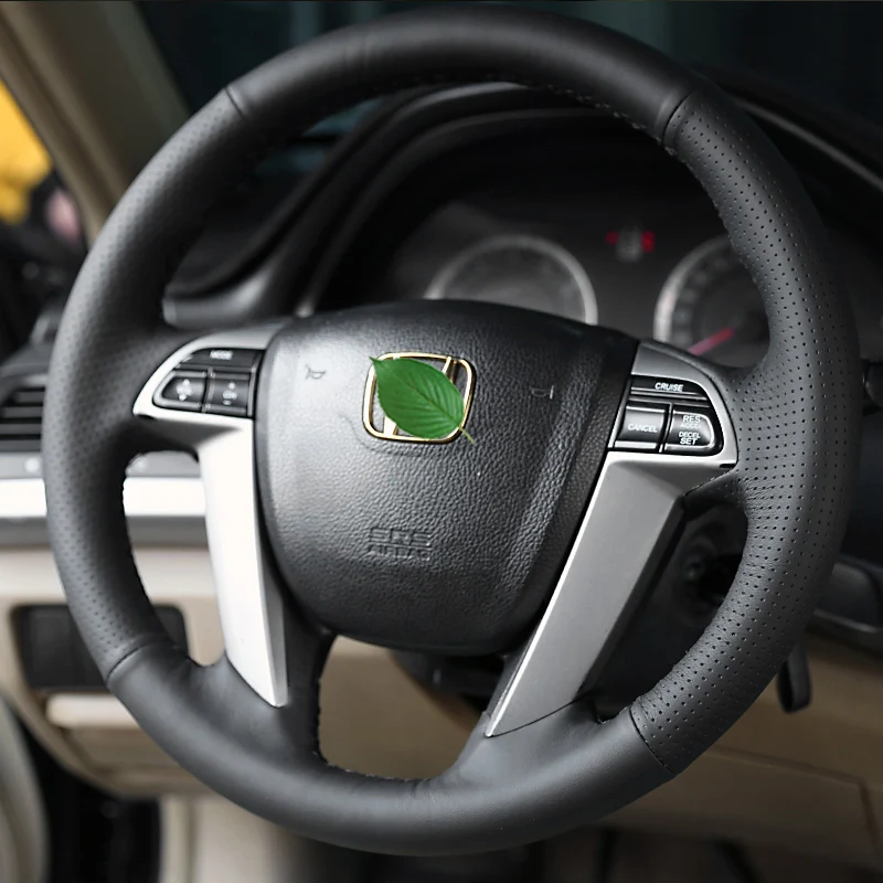 

For Honda 8th Generation Accord Steering Wheel Cover Genuine Leather Anti-skid Hand-sewn Odyssey Songshitu Car Accessories