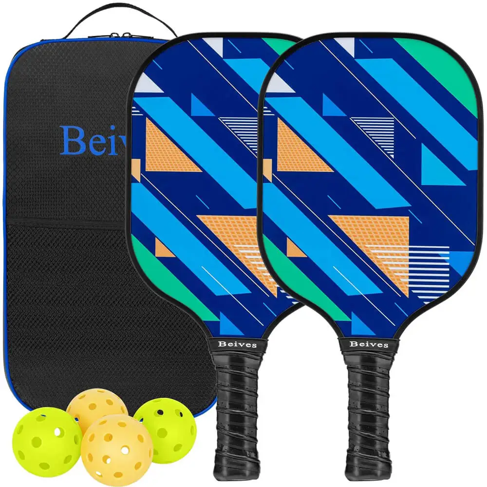 Beives BE3 Graphite Pickleball Paddles Set Middleweight Racket for beginner 2 paddles 4 Pickleballs Balls