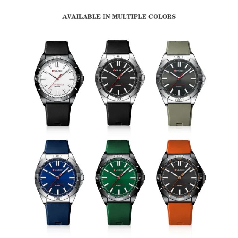CURREN 8449 New Men's Fashion Quartz Watch Business Luminous Male Clock Waterproof Silicone Strap Casual Wristwatch reloj hombre 6
