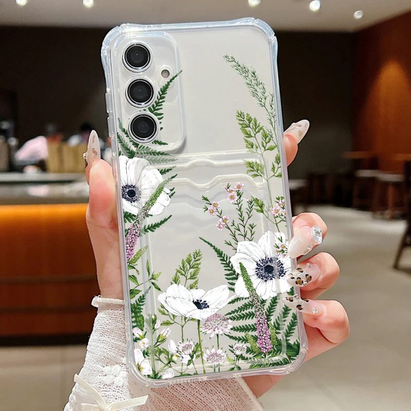 Elegant Flower Card Holder Phone Case with Ultra Protection
