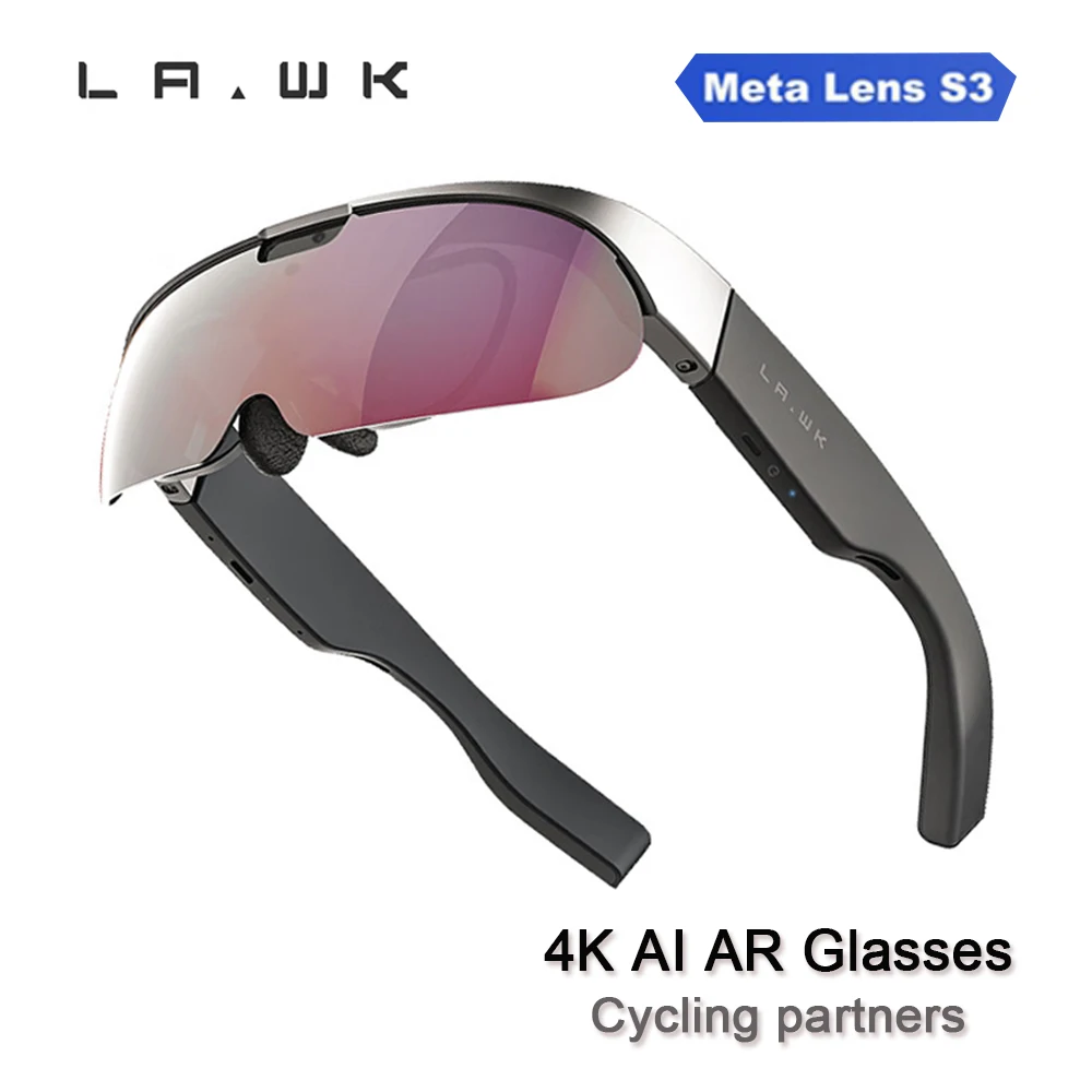 Lawk Mata 렌즈 S3 4K Ai AR 안경, 멀티 모드 스마트 번역, 사이클링 내비게이션, 야외 촬영 AI 음성 상호작용 음악
