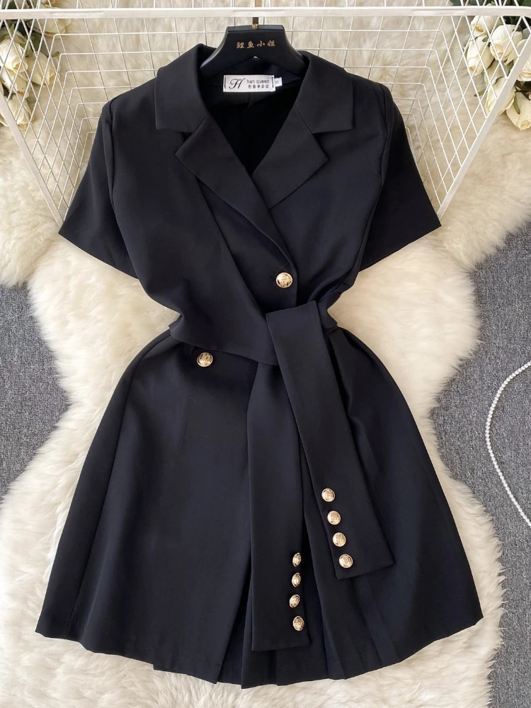 blue dress for baby girl Gold & Black Contrast Midi Dress – Chic Semi-Formal Elegance – Al Zarif