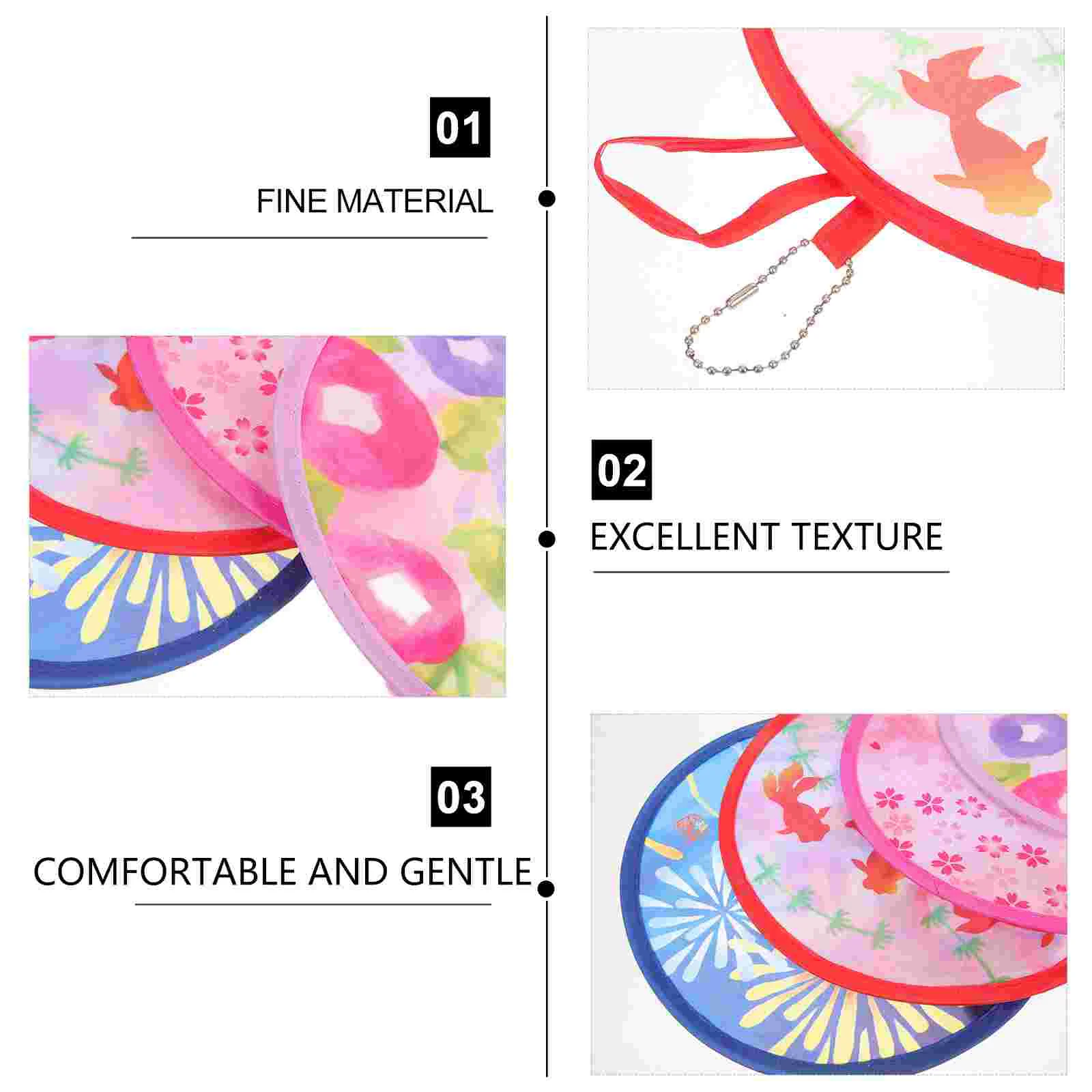 4 Pcs Round Handheld Kids Fan Traditional Style Vintage Japanese Design Decorative Circular Dancing Women hand fan