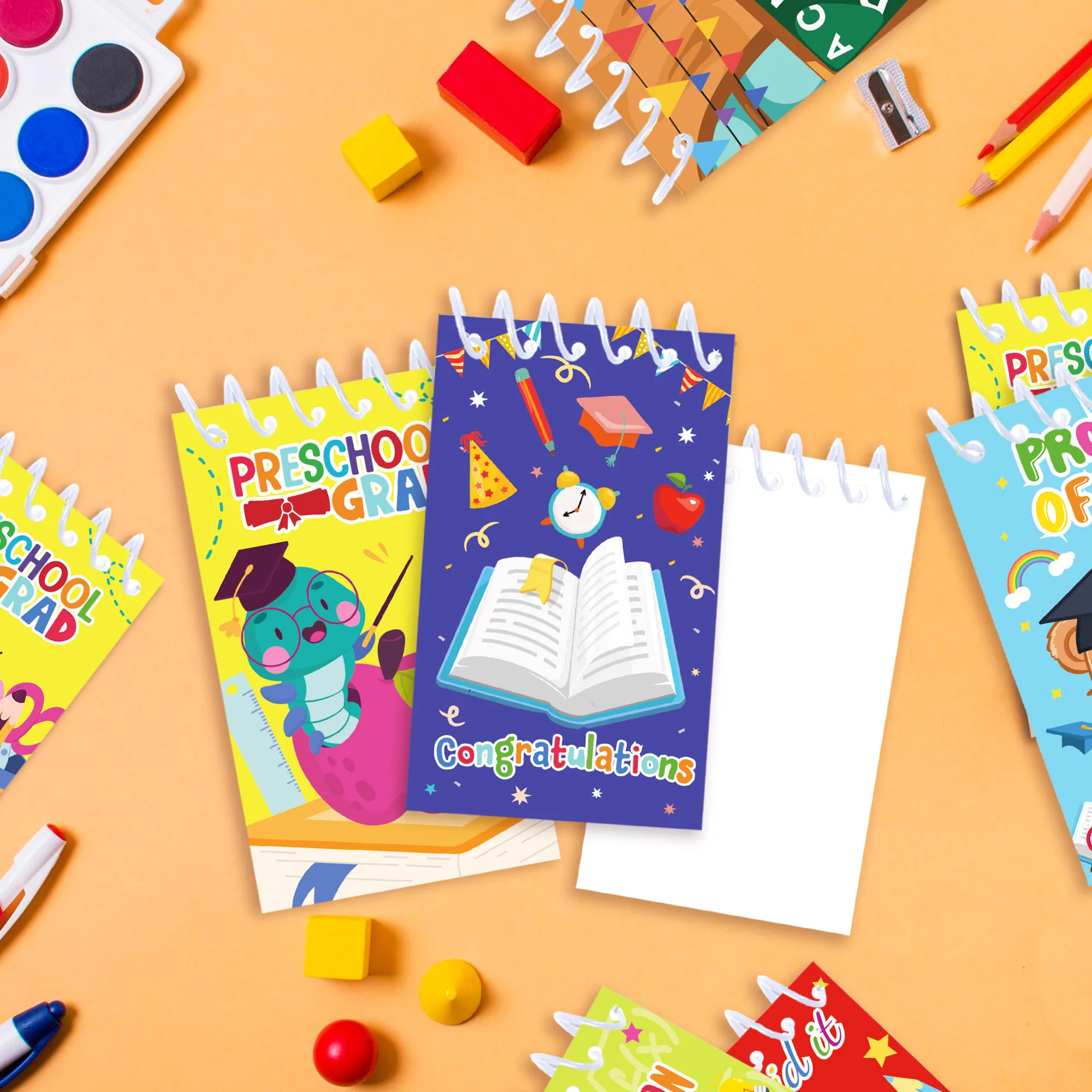 8/16/24pcs 졸업 시즌 수직 미니 나선형 포켓 노트북, 사무용 문구 학교 일기용 코일 소책자 메모장