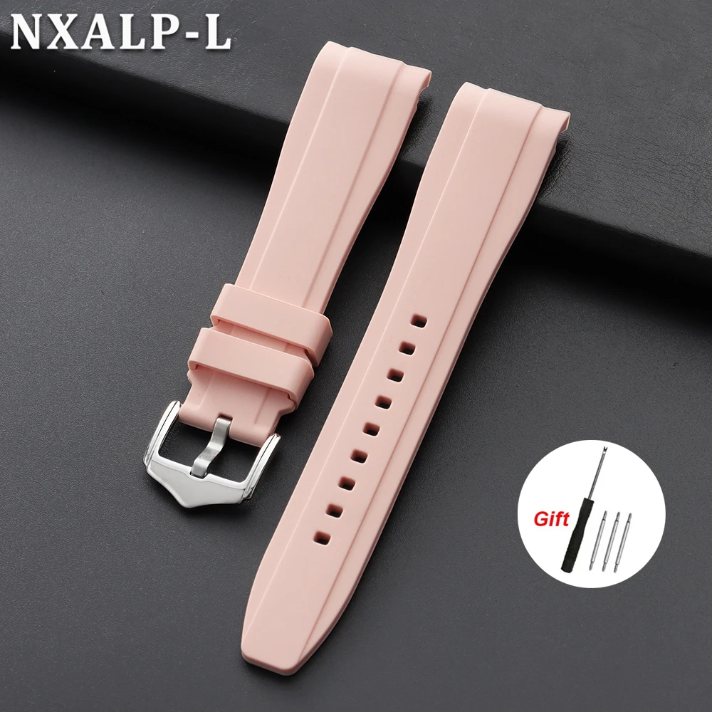 Enhanced Rubber Strap Silicone Watch Band - Waterproof Sport Bracelet with Curved End Design