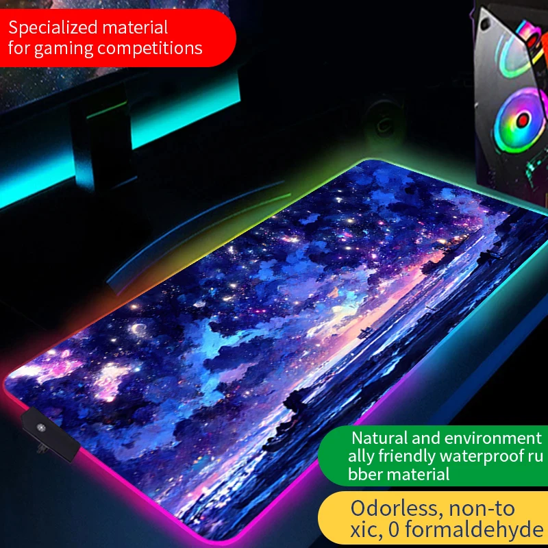 

No odor APET RGB Luminous starry sky Mousepad Thickened Mouse Pad small Table Pad Encrypted Anti Skid Video esports Game Office