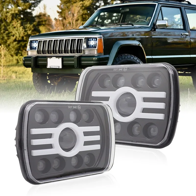 

2pcs 7-inch Square Headlights Rectangle LED Headlight Truck Lorry Led Off-road Work Light For Wrangler SUVs Van Universal