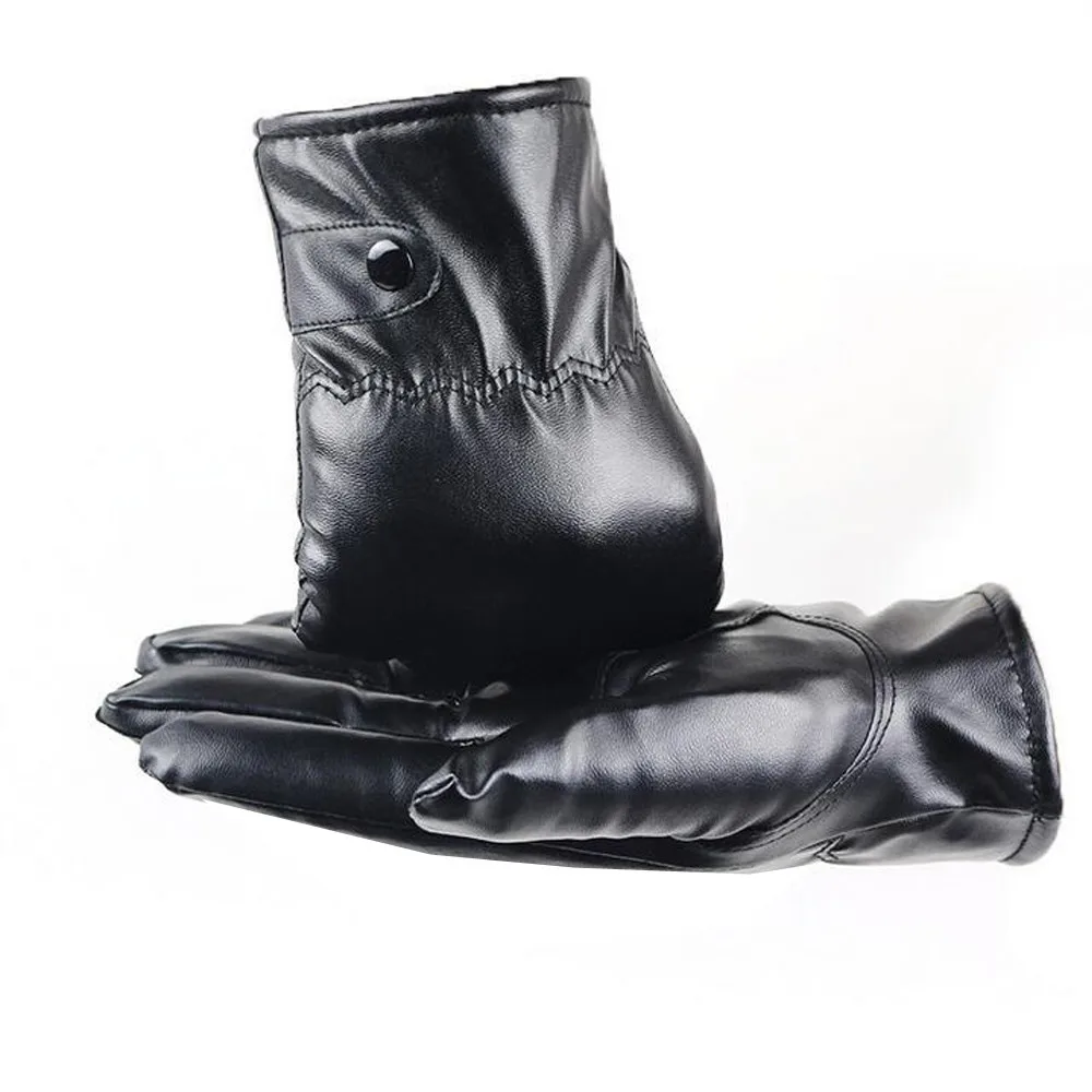 

Driving Luxurious Gloves Mens Leather Warm Winter touch screen glove men's plush faux leather winter warmth gloves