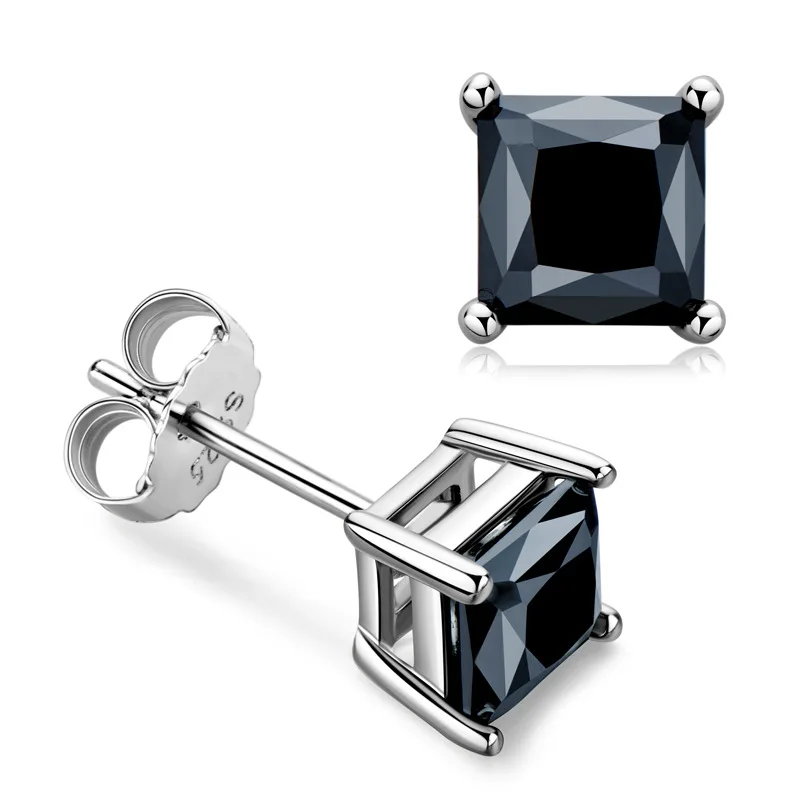 

WINWOS Classic S925 Silver D Color VVS Mossanne Stone Drop Earrings Male Female Black Spark Princess Square Lab Diamond Party Ea