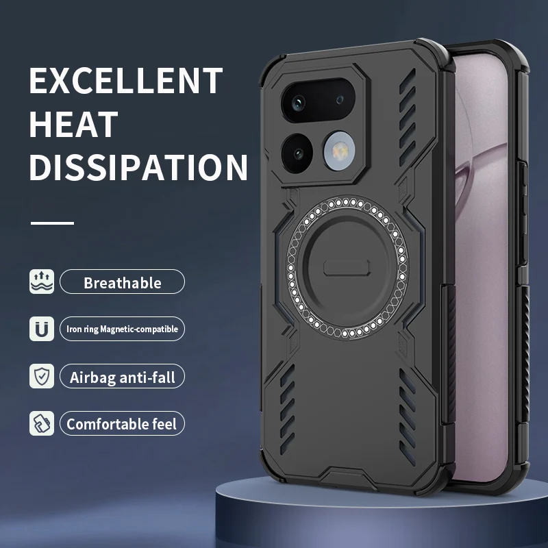 Armor Magnetic Case with Heat Dissipation and Wireless Charging - Shockproof Protective Shell
