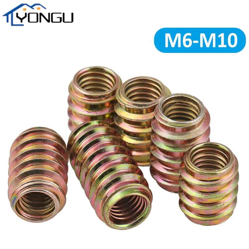 

10Pcs/Lot Internal And External Nut Carbon Steel Threaded Inner Hexagon Socket Furniture Connector Straight Embedded Nut M6-M10