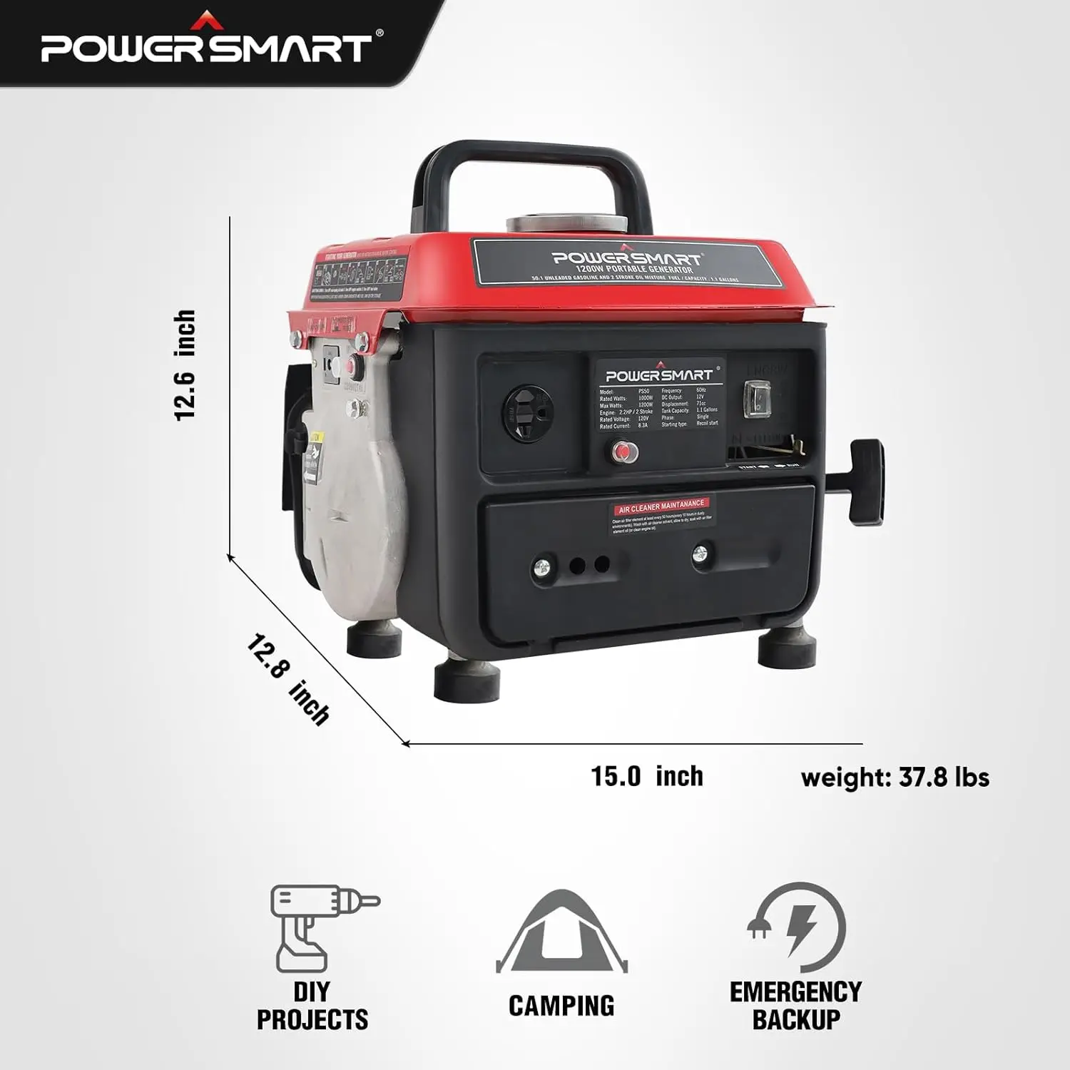 1200W Portable Generator, Small Generator for Home Backup Use Camping Outdoor, Ultralight, Super Quiet, EPA Compliant