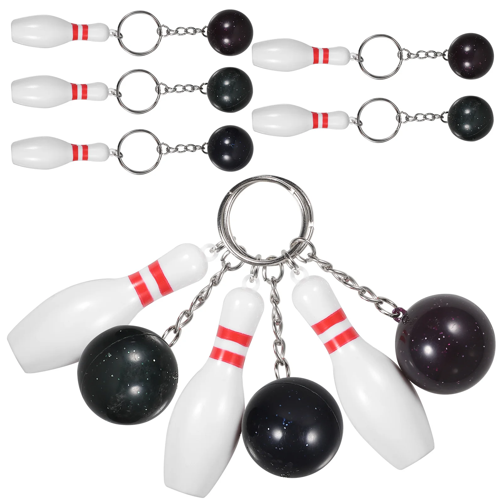 

Mini Bowling Keychain Accessories Creative Plastic Keyring Pendant Key Holder Ring Key Ring Decoration Gift Hanging Ornament