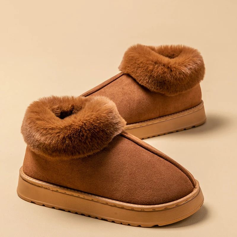 Men's High-Top Ultra-Soft Fleece Lined Winter Slip-On Slippers with Thick Memory Foam Sole