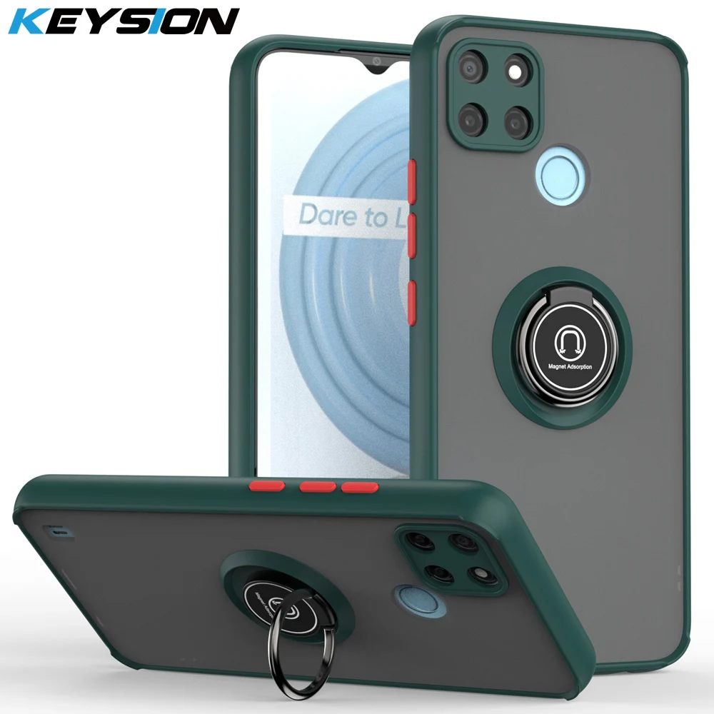 KEYSION Fashion Matte Case für Realme C21Y C25Y C20 C11 2021 Transparenter Ring Stoßfeste Telefonabdeckung für OPPO A15S A53 A_voghion.com