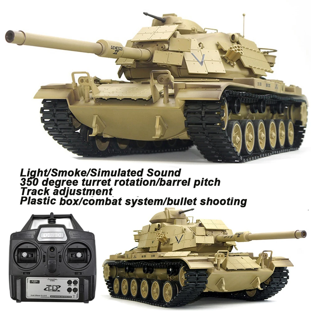 

23.6" inch Remote Control Heavy Tank USA M60A1 RC Battle War Military Vehicle Smoke Device Shooting Sound Effect Collection