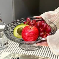 1PC Transparent Water Ripple Fruit Tray Dual-layer Can Draining Modern Light Luxury Snack Dried Fruit Tray Kitchen Decoration 1