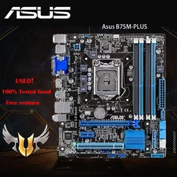 Used Asus B75M-PLUS Original Desktop Motherboard Intel B75 Socket LGA 1155 i3 i5 i7 DDR3 32G SATA3 USB3.0