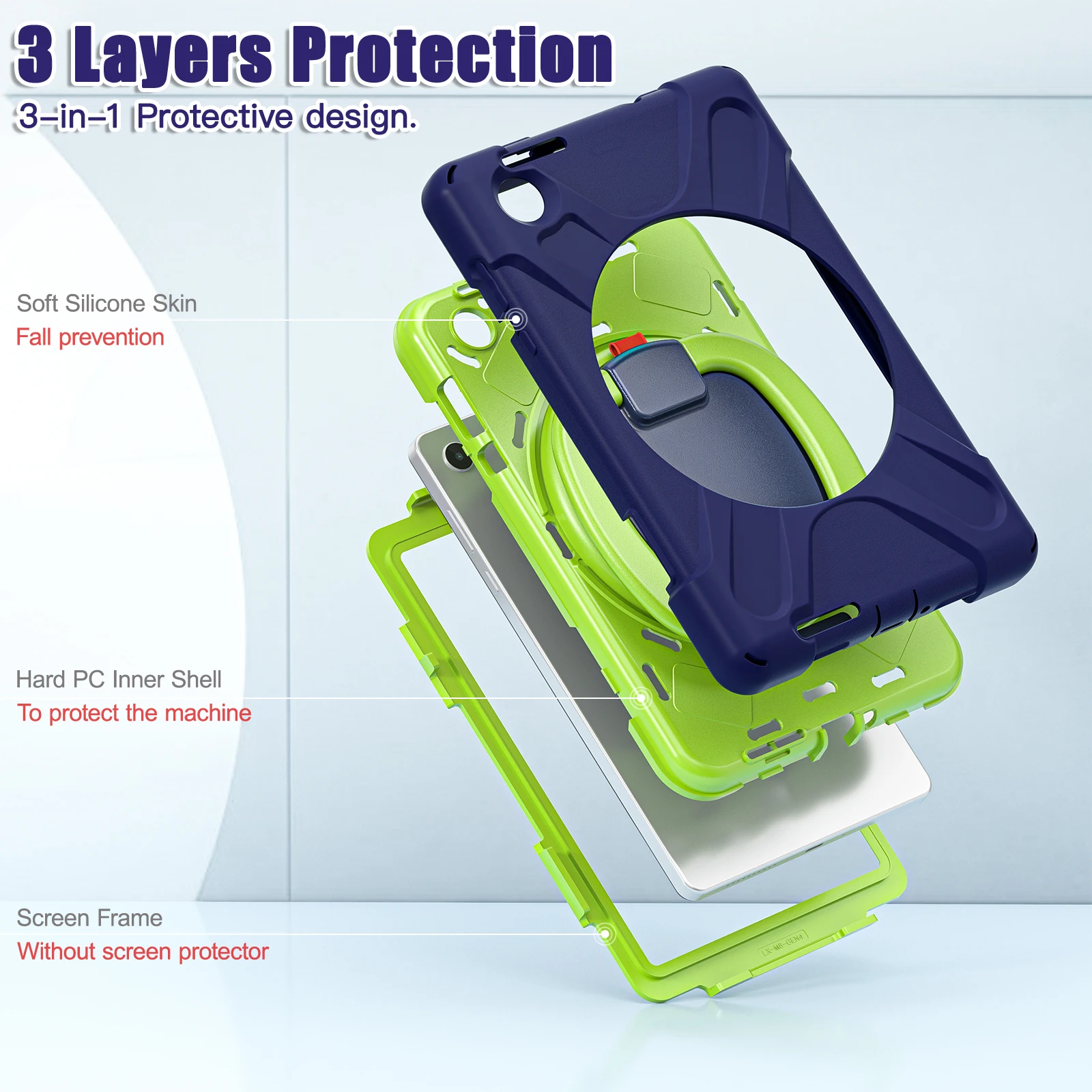 Enhanced Tablet Case Armor with 360° Rotating Stand - Shockproof Protection