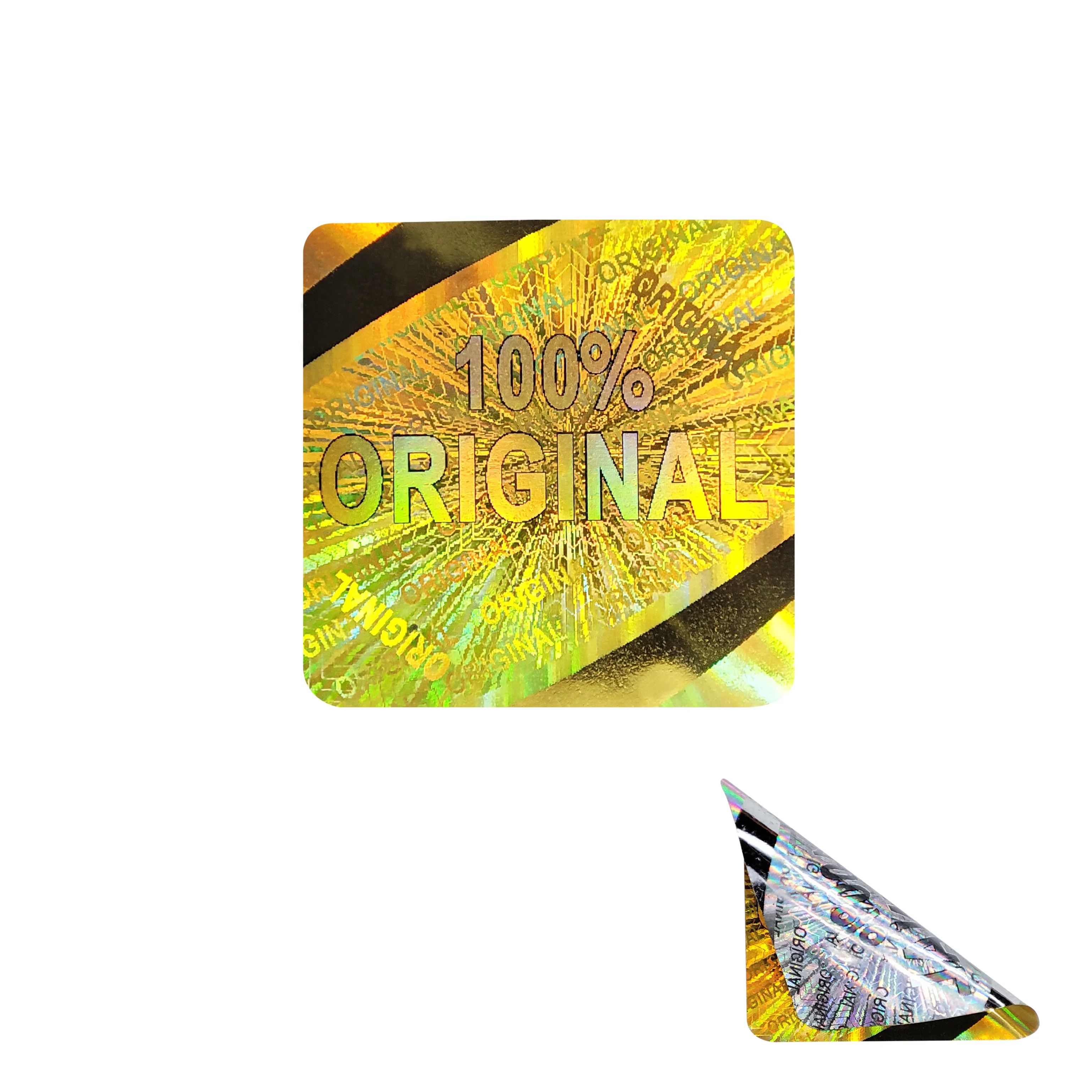 

100PCS gold sticker 100% original warranty invalid sticker 15X15mm security seal holographic sticker self-adhesive label