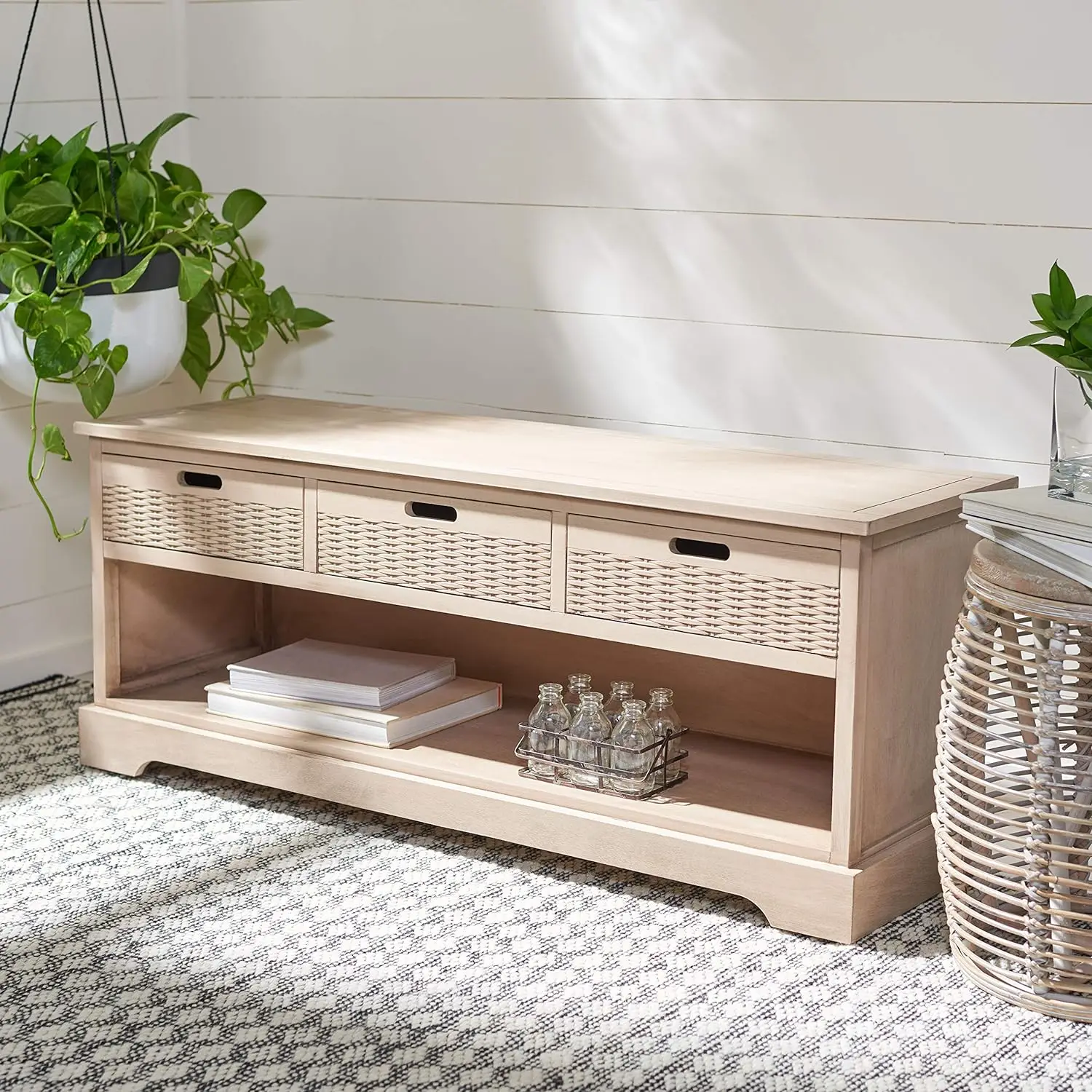 

Safavieh Home Collection Landers Sand 3-Drawer Storage Bench (Fully Assembled) BCH5701D, 0
