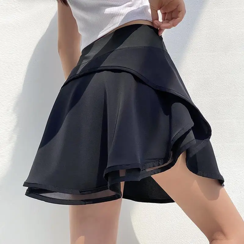 Sports Yoga Shorts Women's Tennis Skirts Summer Fake Two-piece Anti-exposure Thin Fitness Skirt Pants Loose Running Clothes